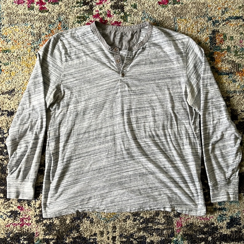 Mens Lucky Brand Jeans Henley Shirt Heathered Gray Streak